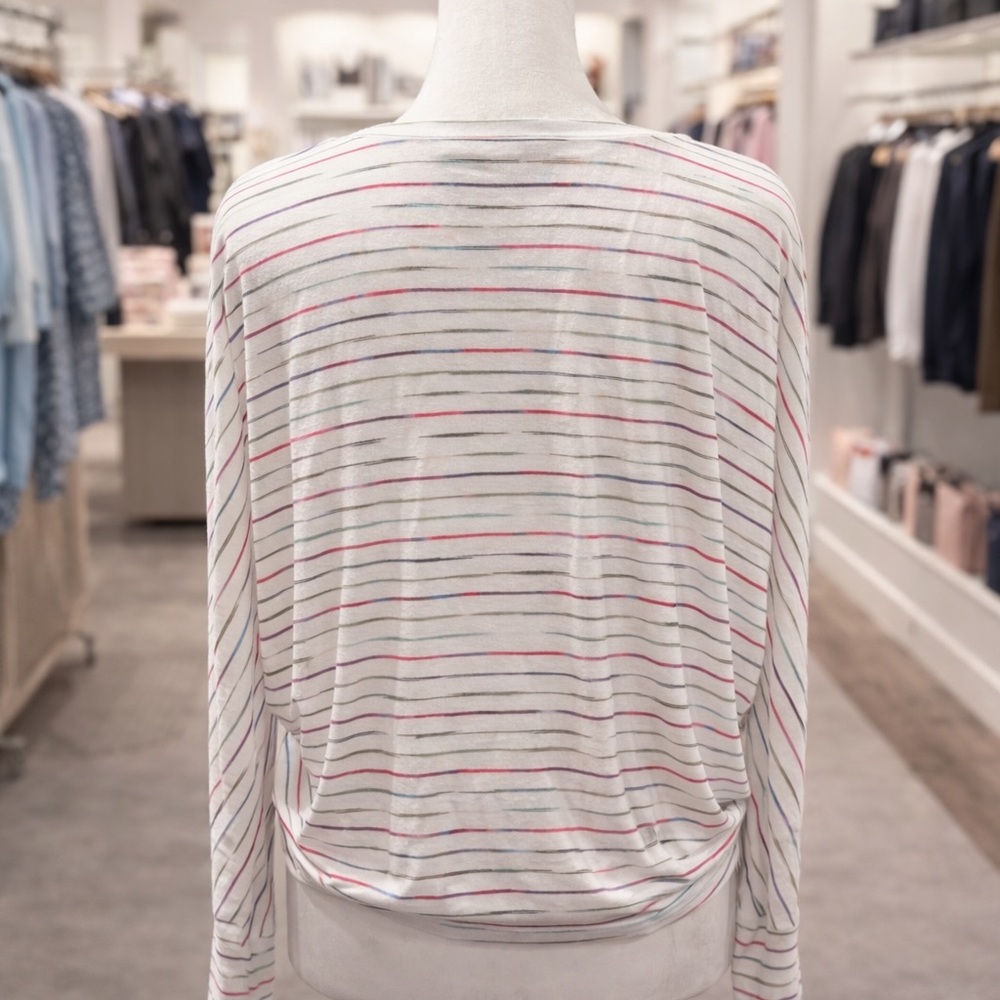 White Birch Striped Dolman Sleeve Soft Boutique Top - Picture 2 of 2